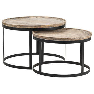 Crestview Bengal Manor Mango Wood and Metal Round Coffee Tables CVFNR464