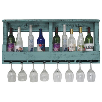 Farmhouse 10-Bottle Wine Shelf, Sea Foam Green
