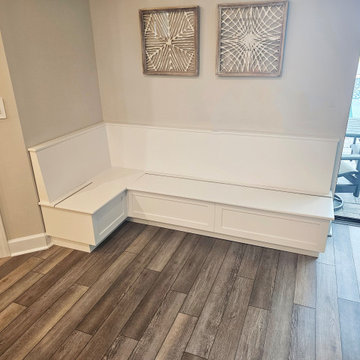 Custom Shaker Banquette Seating with Lift-Up Hinges for Storage