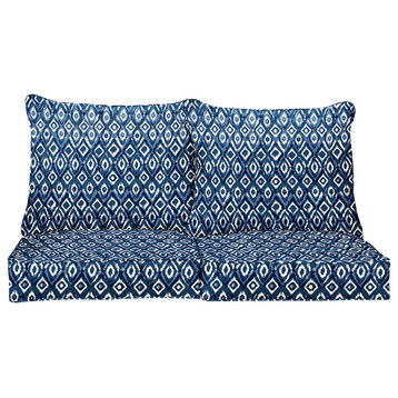 4 Pieces Outdoor Loveseat Cushion, All Weather Cover With Unique Diamond Pattern