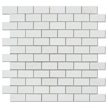 1 X 2 Thassos White Marble Polished Brick Mosaic Tile
