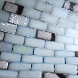 Glossy White and Brown Stone Wet Look Glass Mosaic Tiles - Home Accessories & Decor