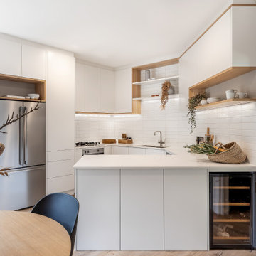Minimalist White and Timber Contemporary Kitchen