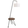 Stork Mid-Century Modern Floor Lamp With Walnut Wood Table Accent