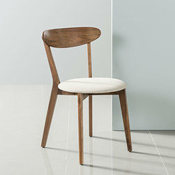 Henrik Solid Walnut Dining Chair - Off White Fabric Seat - Dining Chairs