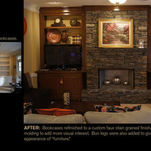 fireplace bookcase tv
