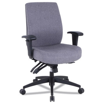 Classic Office Chair, Caster Wheels With Adjustable Height & Flip-Up Arms, Gray