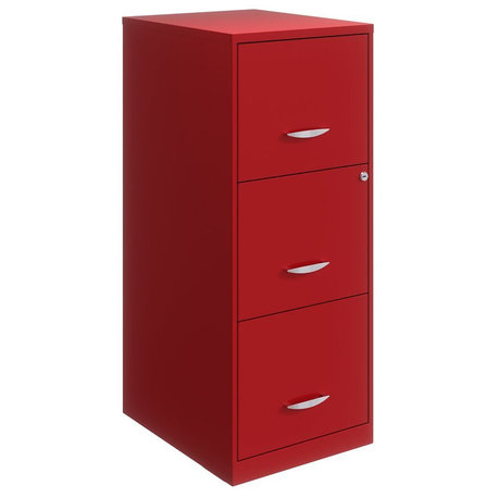 Scranton & Co 3-Drawer Metal Vertical File Cabinet with Lock in Lava Red