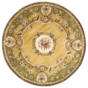 Safavieh Classic Collection CL280 Rug, Light Gold/Green, 3'6" Round