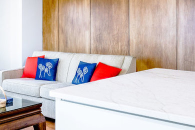 Example of a mid-sized minimalist open concept living room design in Richmond