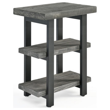 Pomona Metal and Wood 2-Shelf End Table, Slate Gray