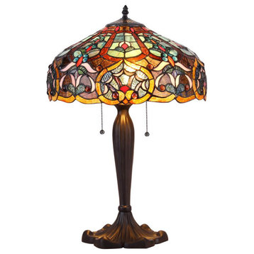 PIXIE Tiffany-style 2 Light Victorian Table Lamp 16 Shade