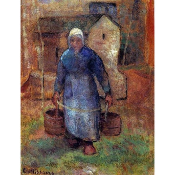 Camille Pissarro Woman With Buckets, 21"x28" Wall Decal Print