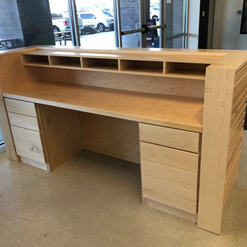 Maple Registration Desk back side built in