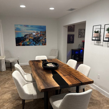Rustic Elegance: Live Edge Black Walnut Epoxy Dining Table with Deep Black Resin