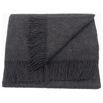 Baby Alpaca and Wool Blend Andes Throw Afghan, Charcoal