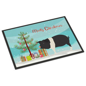 Caroline's TreasuresHampshire Pig Christmas Doormat 18x27 Multicolor
