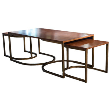 3-Piece Haven Home Lincoln Nesting Table Set, Deco Walnut