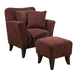 Sunset Trading Cozy Accent Chair with Ottoman, Pillows and Throw - Armchairs And Accent Chairs