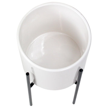 Lonnie Midcentury Ceramic Planter, White, 6.5"x13"