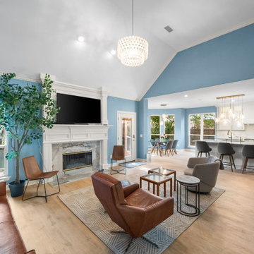 Wide angle open concept family room