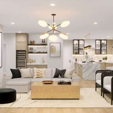 Black and White Kitchen and Living Room