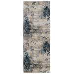 Jaipur Living - Vibe Terrior Abstract Blue and Red Area Rug, Blue and Gold, 3'x8' - The Tunderra collection boasts a stunning, textural, and high-end look at an accessible price. The Terrior rug showcases a painterly abstract motif, offering a hint of color in a blue, ocher, black, ivory, and gray colorway. This durable and easy-to-clean polyester rug is ideal for heavily trafficked rooms of the home.
