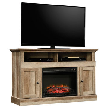 Sauder Cannery Bridge Wood Fireplace TV Stand for TVs up to 60" in Lintel Oak