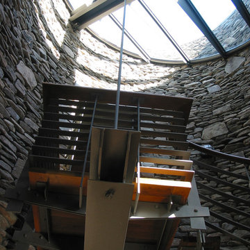 Top stair landing with skylight