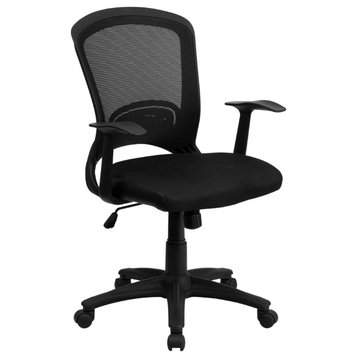 Flash Furniture Mid-Back Black Mesh Chair With Padded Mesh Seat