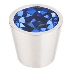 Top Knobs Additions Collection Blue Crystal Center Knob 3/4" w/ Brushed Satin Ni - Cabinet And Drawer Knobs