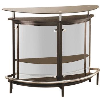 Bowery Hill Contemporary Metal Glass Home Bar in Black and Chrome