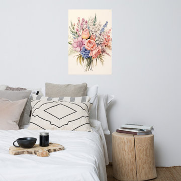 Impressionistic Floral Study Colorful Bouquet Color Pencil Drawing Digital Art L
