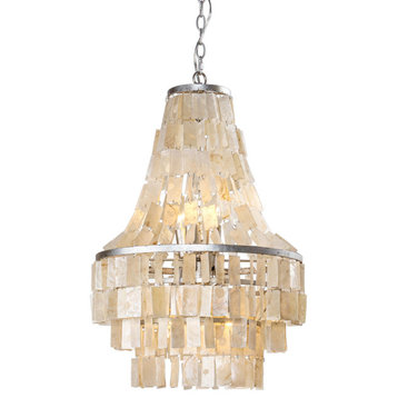 6-Light Farmhouse Chandelier with Shell Pieces