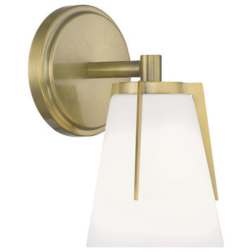 Allure 1 Light Bathroom Vanity Light, Antique Brass