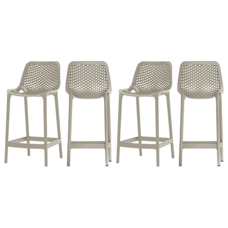 Mykonos Outdoor Patio Stool (Set of 4), Taupe
