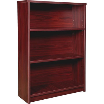 Lorell Prominence Mahogany Laminate Bookcase, 34"x12"x48", Top