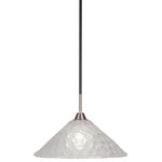 Toltec Lighting - Paramount Mini Pendant, Matte Black & Brushed Nickel, 16" Italian Bubble - Enhance your space with the Paramount 1-Light Mini Pendant. Installation is a breeze - simply connect it to a 120 volt power supply and enjoy. Achieve the perfect ambiance with its dimmable lighting feature (dimmer not included). This pendant is energy-efficient and LED-compatible, providing you with long-lasting illumination. It offers versatile lighting options, as it is compatible with standard medium base bulbs. The pendant's streamlined design, along with its durable glass shade, ensures even and delightful diffusion of light. Choose from multiple finish, color, and glass size variations to find the perfect match for your decor.