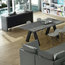 Apex Extending Dining Table, Concrete With Black Legs