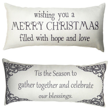 Merry Christmas Red Bow Holiday Reversible Message Pillow Holiday Gifts