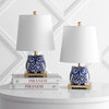 Justina 16" Ceramic Mini Table Lamp, Blue and White, Set of 2