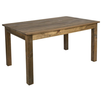 Farmhouse Dining Table, Straight Legs With Rectangular Plank Top, Antique Rustic