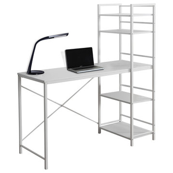 Computer Desk, Laptop, Storage Shelves, 48"L, Work, Metal, Laminate, White