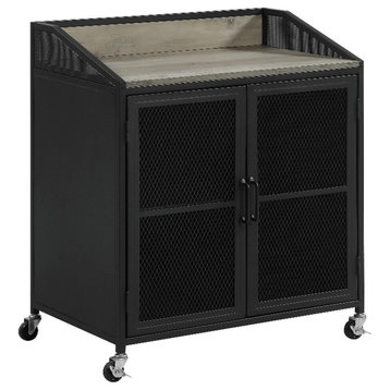 Coaster Arlette Accent Cabinet with Metal Mesh Doors Gray Wash and Sandy Black