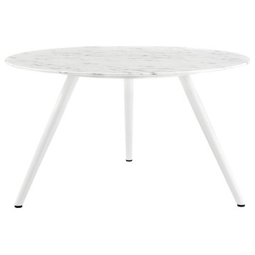 Lippa Artificial Marble Top Dining Table With Tripod Base, 54"