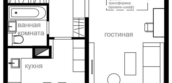 Однокомнатная квартира Отдельный санузел - Дизайн идеального пространства [88 фото]