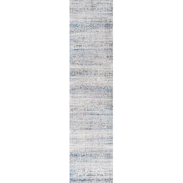 Tidal Modern Strie' Area Rug, Gray/Blue, 2'x8'
