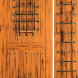 Front Prehung Door with One Sidelite, Knotty Alder, Speakeasy - Front Doors