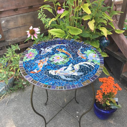 Koi Fish Mosaic Side Table - Furniture