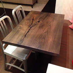 Stained Elm Live Edge Kitchen Table - Kitchen And Dining Furniture